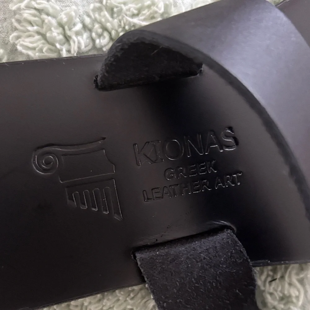 NEW Kionas RHEA Black Greek Leather Art Sandals 9 - Picture 2 of 7